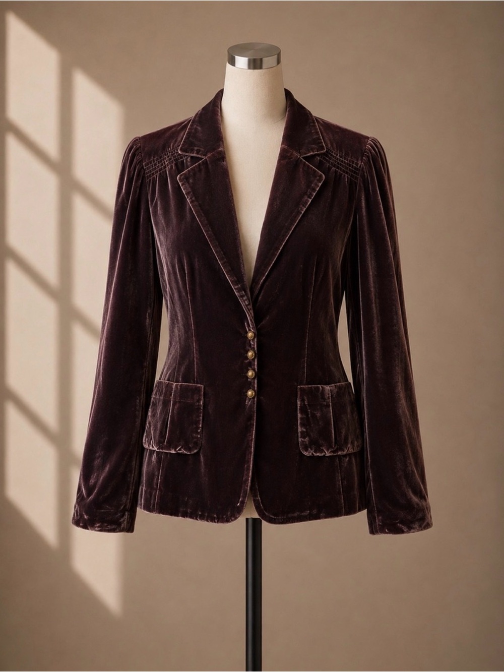 Vintage Jessica Chocolate Brown Plum Velvet Blazer Romantic Victorian Size 14